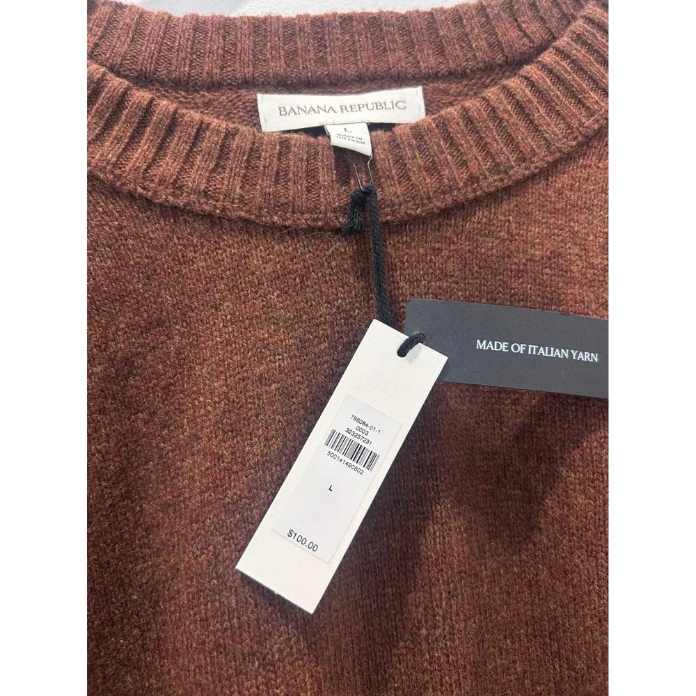 Banana Republic Sweater Mens L Brown Italian Yarn Crewneck